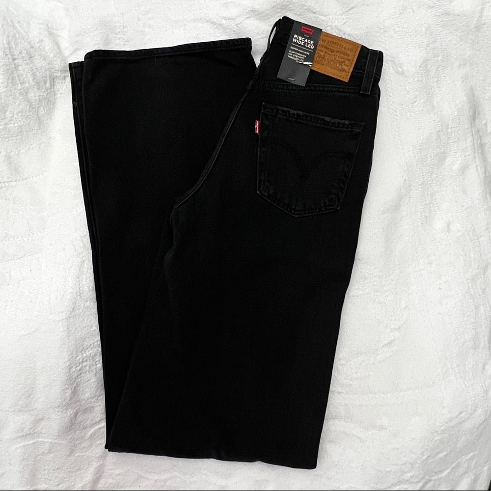 Levis Ribcage Wide Leg Black Jeans